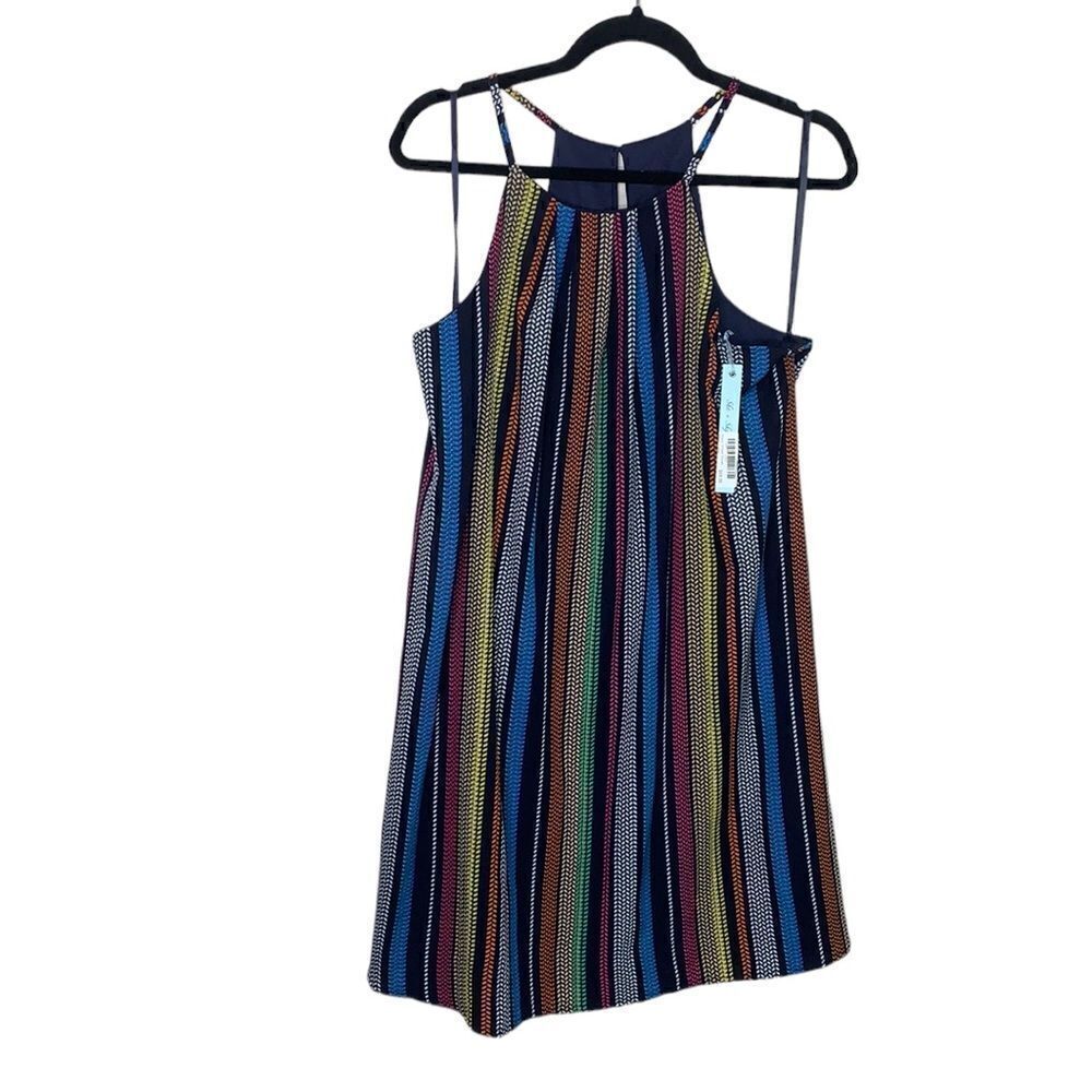 She & Sky Abbey woven striped dress large beautiful sz large (H1)